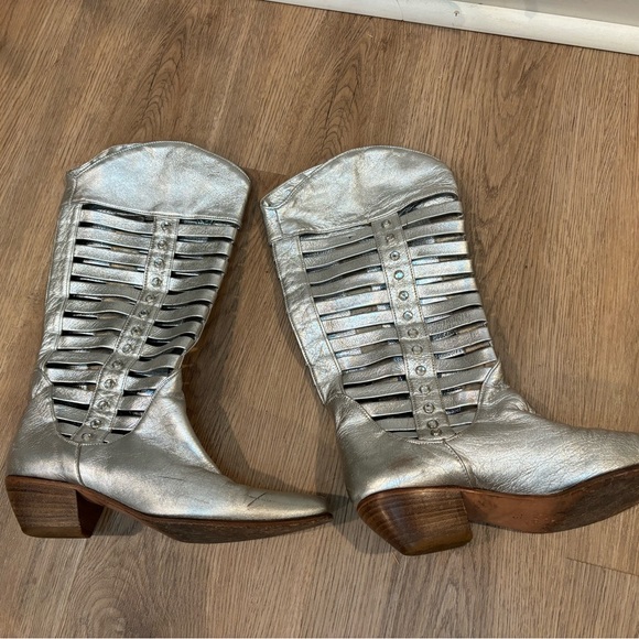 Vintage silver leather cowgirl boots 7 - Picture 5 of 7